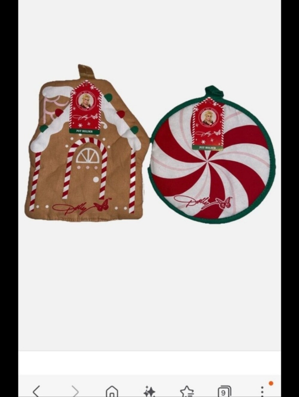 Set of 2 Dolly Parton Christmas Pot Holders – Double-Sided.